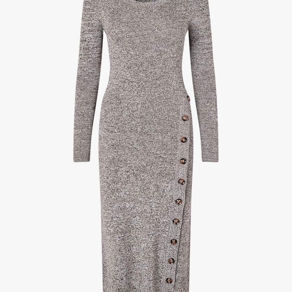 Chic Long Sleeve Knit Dress in Gray